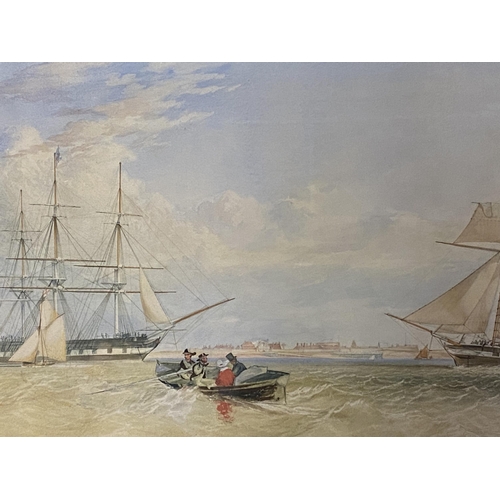 320 - Framed and glazed watercolour, boats by the shoreline, marked verso   James Connal Ogle Tilbury  c 1... 