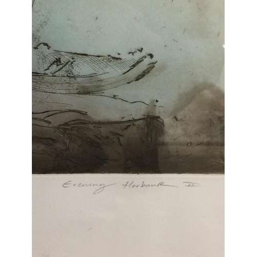 322 - M J Wells (British, Contemporary), Etching, Evening Harbour II, signed, titled and numbered 113 / 20... 