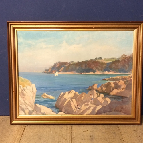 328 - John Henry Willis, RBA, ARCA ( British, 1887 - 1989) , The Cove, Paignton, Devon, Oil on Board, gilt... 