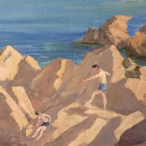 328 - John Henry Willis, RBA, ARCA ( British, 1887 - 1989) , The Cove, Paignton, Devon, Oil on Board, gilt... 