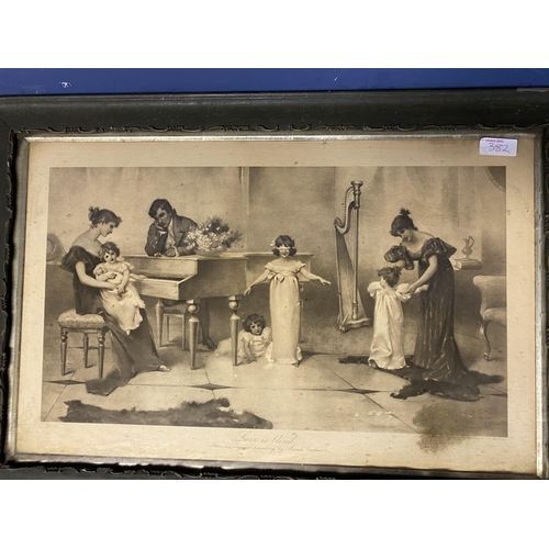 382 - A quantity of framed and glazed prints, including one of Magna Carter; a black and white Victorian p... 