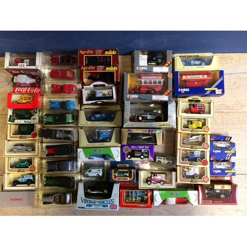 396 - A collection of die cast boxed toy cars, various makers and scales to include Corgi, Days Gone and S... 