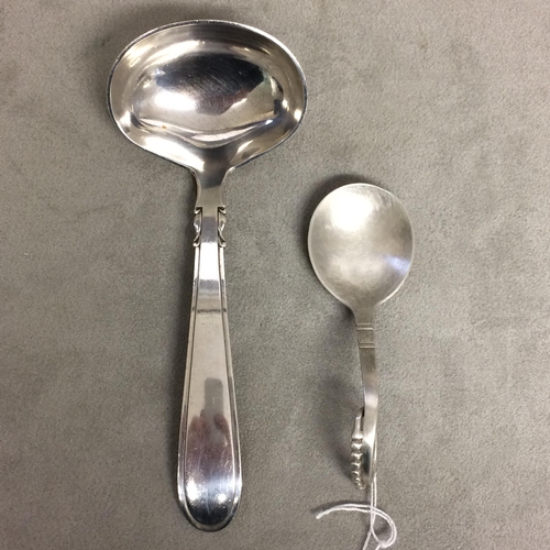 45 - Two Danish sterling silver items to include small ladle and caddy spoon 72g