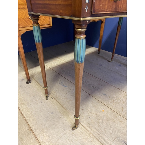 470 - Edwardian light coloured burr style dressing table, with 5 drawers; and a small 3 drawer writing des... 