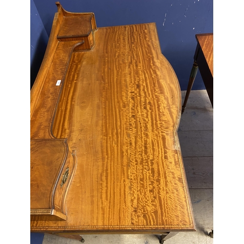 470 - Edwardian light coloured burr style dressing table, with 5 drawers; and a small 3 drawer writing des... 