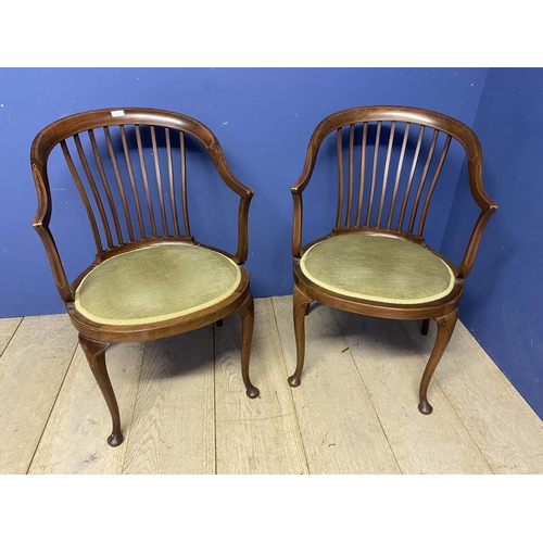 471 - Quantity of Victorian and Edwardian chairs, including a pair of circular back green upholstered, and... 