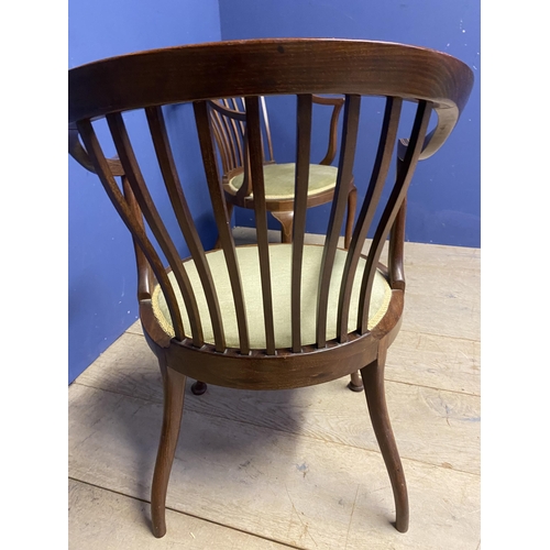 471 - Quantity of Victorian and Edwardian chairs, including a pair of circular back green upholstered, and... 