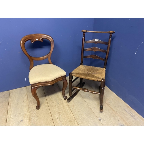 482 - Oak rocking chair, and balloon back chair