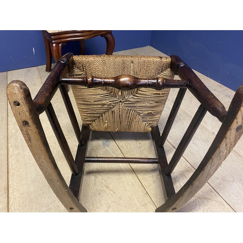 482 - Oak rocking chair, and balloon back chair