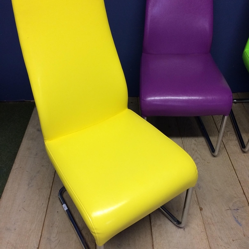 490 - Set of 4 multi coloured contemporary chairs, with chrome legs