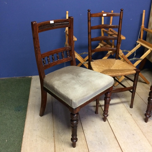 514 - Quantity of chairs, including an Edwardian wing back chair,  two Victorian mahogany chairs with spin... 