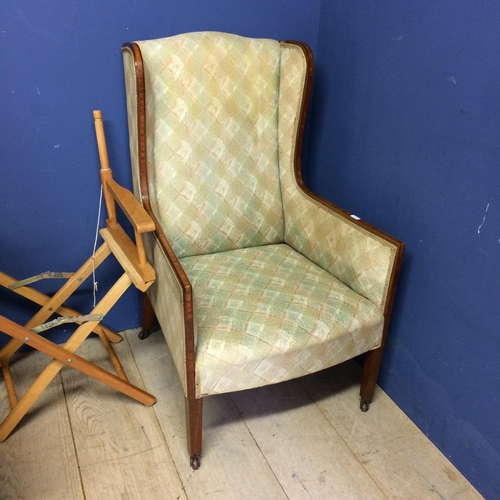 514 - Quantity of chairs, including an Edwardian wing back chair,  two Victorian mahogany chairs with spin... 