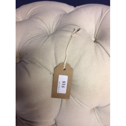 518 - Victorian chesterfield sofa, upholstered in a light coloured fabric (some areas grubby with marks, i... 