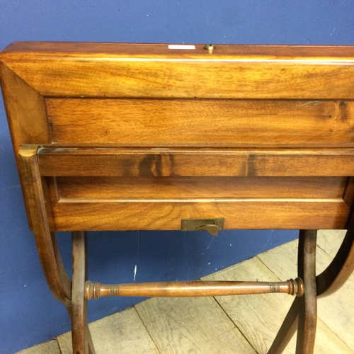 527 - A late 19th/earlyC20th century  campaign style folding desk probably with fitted interior (key missi... 