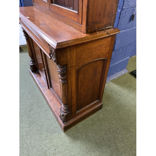 533 - Victorian glazed bookcase, with cupboard below 238h x 50d x 112 w cm