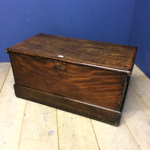 537 - Oak panelled coffer , with rising lid, and candle box, some wear and losses 46h x 95w x 48d cm