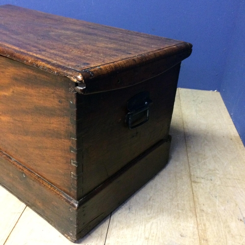 537 - Oak panelled coffer , with rising lid, and candle box, some wear and losses 46h x 95w x 48d cm