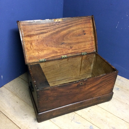 537 - Oak panelled coffer , with rising lid, and candle box, some wear and losses 46h x 95w x 48d cm