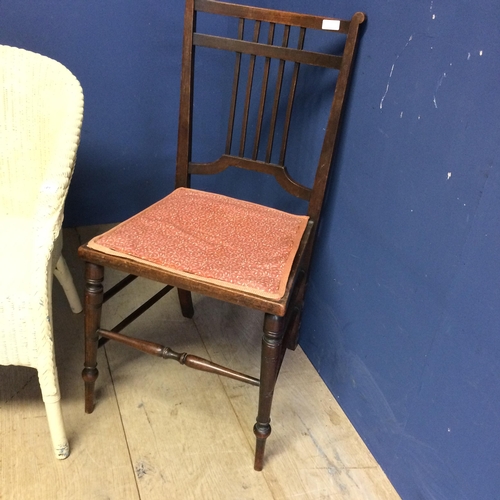 549 - Lloyd loom style cream painted chair, a bergère seat bedroom chair and one another