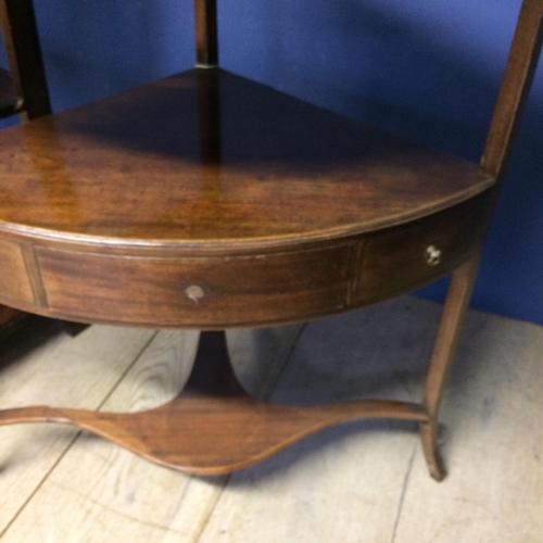 551 - Mahogany corner wash stand, and another 2 tiered corner table 91h x 71w x 50d cm; 80h x 72w x 51 d c... 