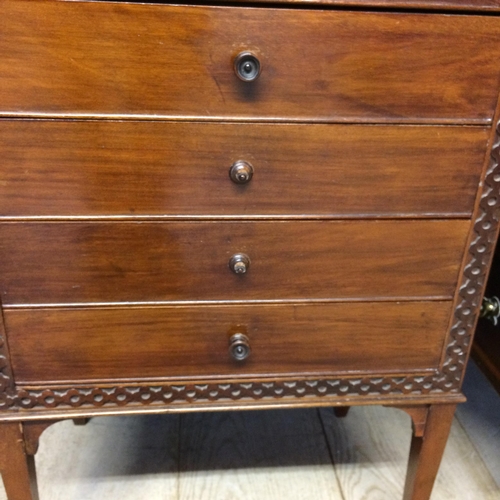 552 - Mahogany 6 drawer music cabinet , much wear to the knob handles, some missing, and a smaller low cab... 