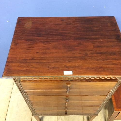 552 - Mahogany 6 drawer music cabinet , much wear to the knob handles, some missing, and a smaller low cab... 