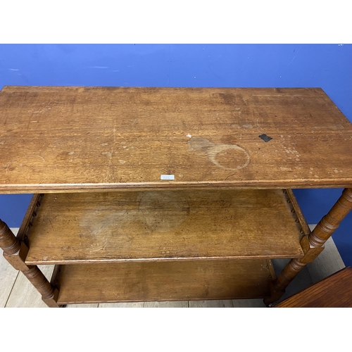 562 - Large oak buffet, the shelves with galleried surround 122w x 50d x109Hcm, and an oak drop leaf table... 