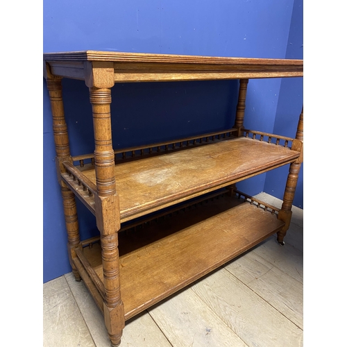 562 - Large oak buffet, the shelves with galleried surround 122w x 50d x109Hcm, and an oak drop leaf table... 