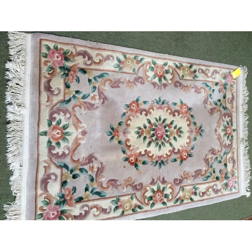 585 - Chinese wash style rug with blue/green ground and all over floral design with central medalionrug 18... 