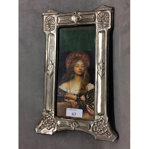 63 - Arts and Crafts sterling silver easel picture frame by K Atkin and son Birmingham 1901, 27cmx13cm