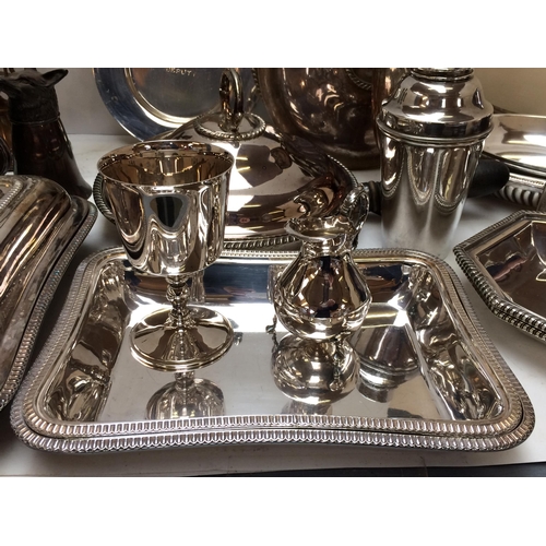 76 - A quantity of Silver plated items and other items, to include chaffing dishes, soup ladles, cream ju... 