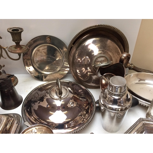 76 - A quantity of Silver plated items and other items, to include chaffing dishes, soup ladles, cream ju... 