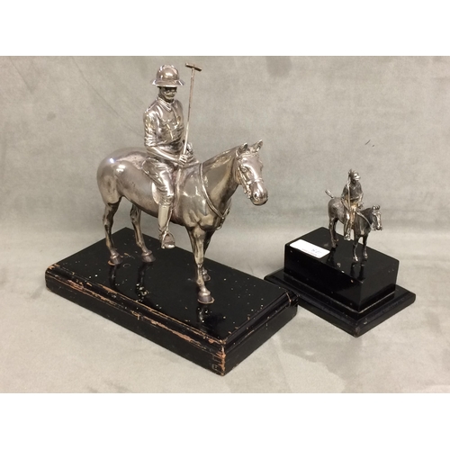 78 - Sterling silver model of a seated polo player on a polo pony,  with Sterling silver polo mallett, by... 