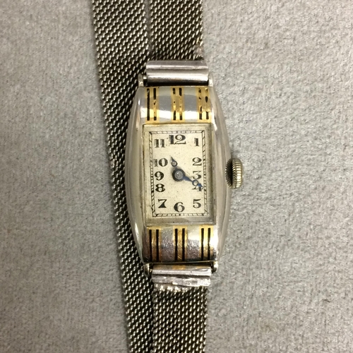 85 - 3 9ct gold cased ladies wrist watches and a sterling silver art deco cocktail watch