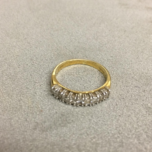 88 - 18ct gold and diamond half eternity ring with 9 square cut diamonds 3.5g, size M