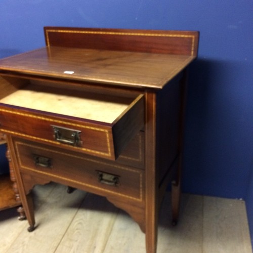 459 - Edwardian 3 drawer chest with string inlay decoration raised on tapering square legs, 107cm H x 84cm... 