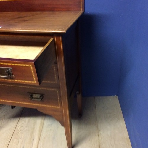 459 - Edwardian 3 drawer chest with string inlay decoration raised on tapering square legs, 107cm H x 84cm... 