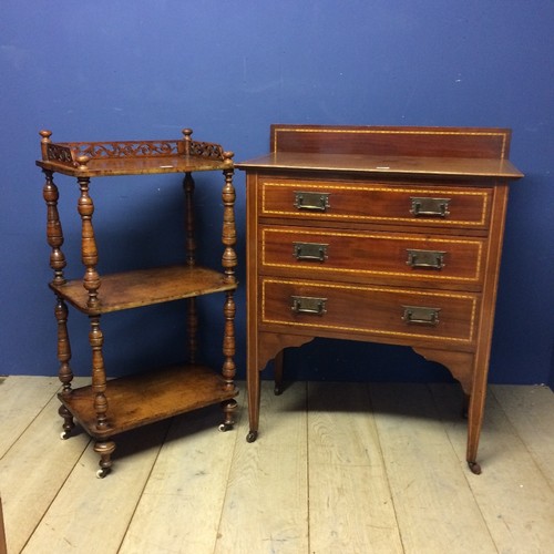 459 - Edwardian 3 drawer chest with string inlay decoration raised on tapering square legs, 107cm H x 84cm... 