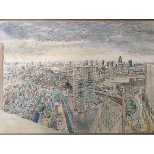 439 - City view watercolour signed by Eric Read 1978, 40.5 x 58 cm