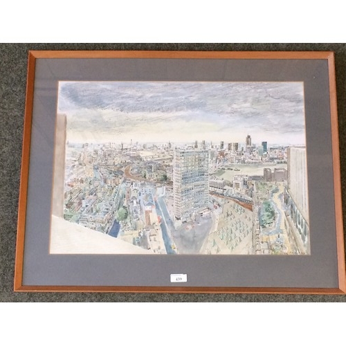 439 - City view watercolour signed by Eric Read 1978, 40.5 x 58 cm