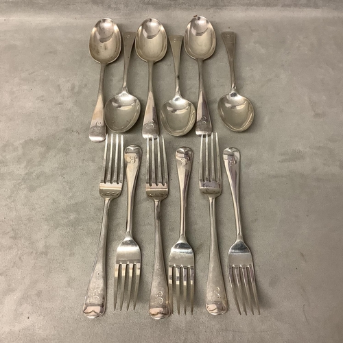 105 - Set of 6 desert spoons and forks by Josiah Williams and Co London 1917, 575g