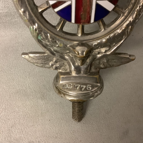 108 - Vintage white metal car mascot or bonnet hood ornament, Royal Automobile club 