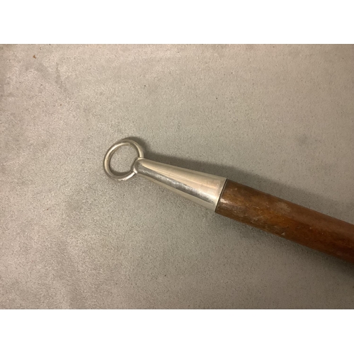 115 - A large silver mounted toasting fork with turned handle, 82cm, by Elkington and co 1911