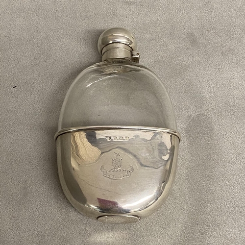 15 - A sterling silver mounted hip flask by William Brothers, Birmingham 1910 (good condition)