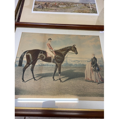 179 - Quantity of hunting and racing prints, and a pair of coloured etching prints of C18th rural scenes, ... 