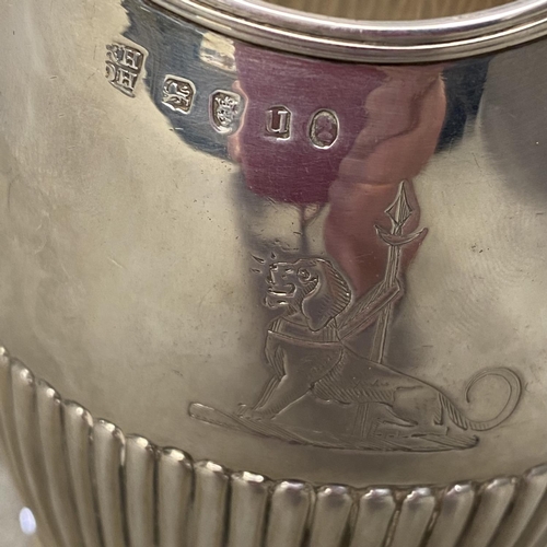 35 - Georgian sterling silver cream jug with half reeded decoration by Robert & David Hennel, 1815, 176g