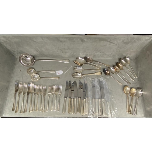 44 - A part sterling silver flat ware service, various dates and makers, approx 1860 g, together with two... 