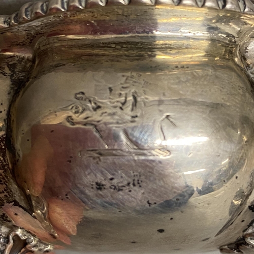 6 - A sterling silver salt with gilt interior, raised on 3 scrolling feet, Paul Storr, London 1786, 134g