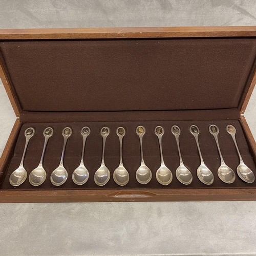 63 - Wooden cased set of spoons 