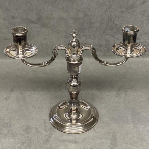 64 - Sterling silver twin branch candelabra, by CJ Vander, London, 489g